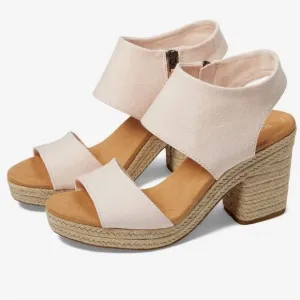 TOMS 11/42.5 Majorca Dusty Peach Platform City Espadrille Heel Zip Sandals