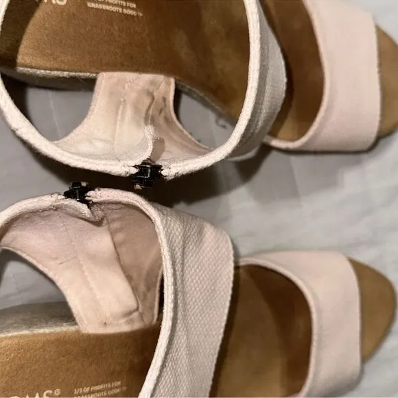 TOMS 11/42.5 Majorca Dusty Peach Platform City Espadrille Heel Zip Sandals