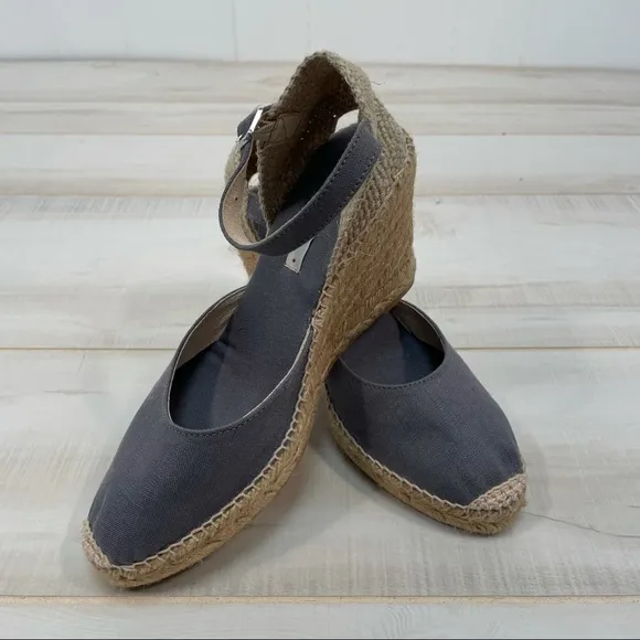Toni Pons NEW Portbou Grey Espadrille Wedge Heel Sandals Sz 38
