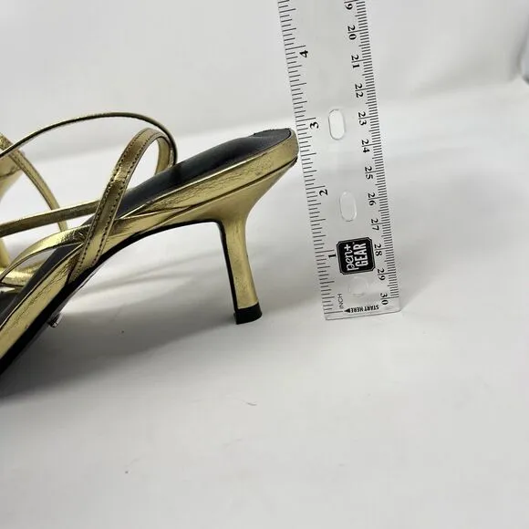 Tony Bianco Avi Gold Nappa Square Open Toe Heel Sandals Size 8.5