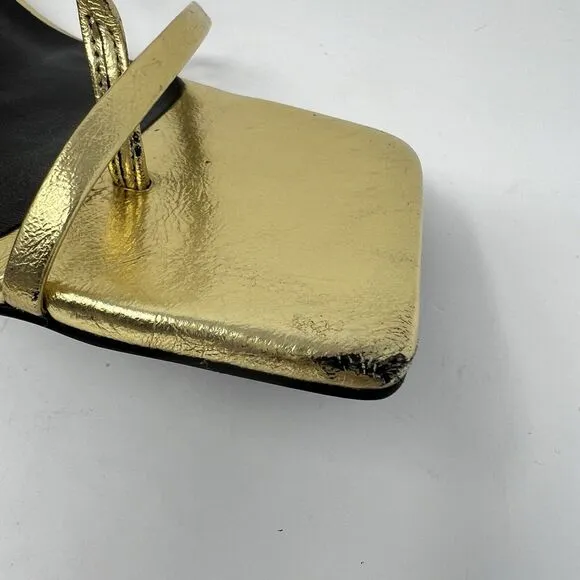 Tony Bianco Avi Gold Nappa Square Open Toe Heel Sandals Size 8.5