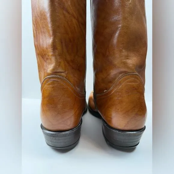 Tony Lama Vintage Chocolate Cow Leather Western Dress Boots Style #5084 Size 9.5