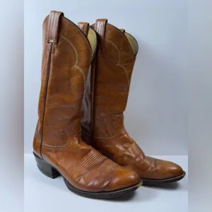 Tony Lama Vintage Chocolate Cow Leather Western Dress Boots Style #5084 Size 9.5