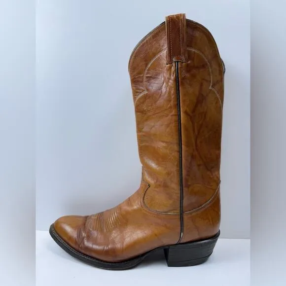 Tony Lama Vintage Chocolate Cow Leather Western Dress Boots Style #5084 Size 9.5