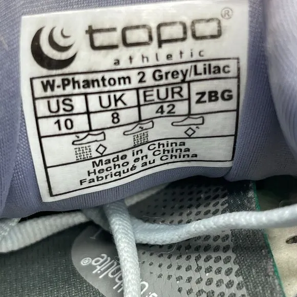 Topo Athletic Phantom 2 Shoes Womens Size 10 Gray Running Road Comfort Sneakers