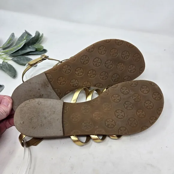 TORY BURCH Alexis Metallic Gladiator Ankle Strap Sandals