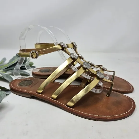 TORY BURCH Alexis Metallic Gladiator Ankle Strap Sandals
