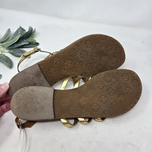 TORY BURCH Alexis Metallic Gladiator Ankle Strap Sandals