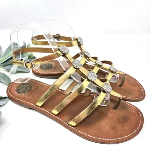 TORY BURCH Alexis Metallic Gladiator Ankle Strap Sandals