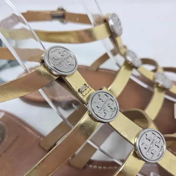TORY BURCH Alexis Metallic Gladiator Ankle Strap Sandals
