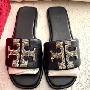 Tory Burch Double T Deco Sport Slide (Goat Leather)