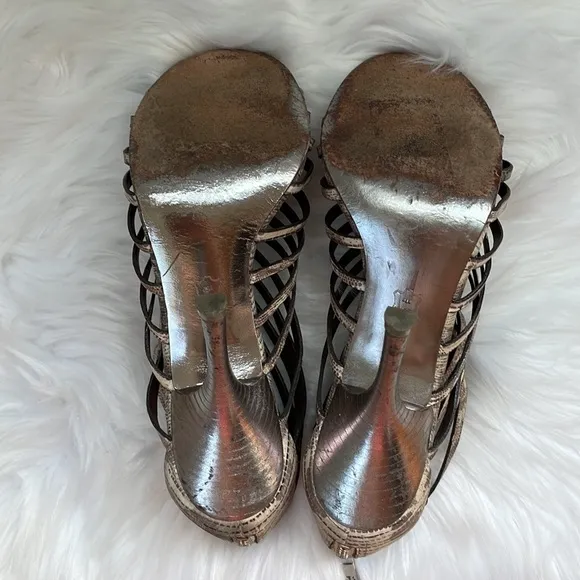 Tory Burch gladiator snake print caged heeled sandals EUC size 9