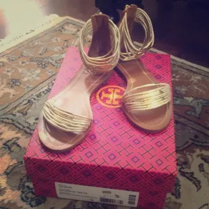 Tory Burch Gold/Royal Tan Sandals