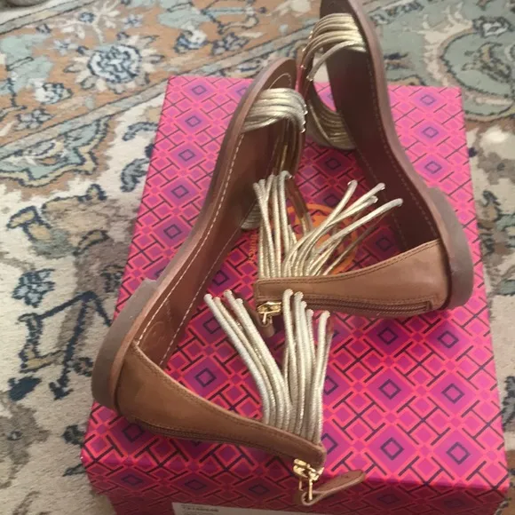 Tory Burch Gold/Royal Tan Sandals