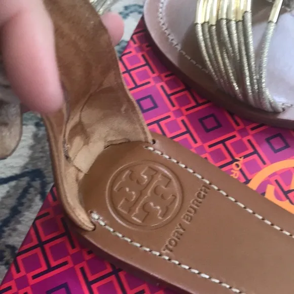 Tory Burch Gold/Royal Tan Sandals