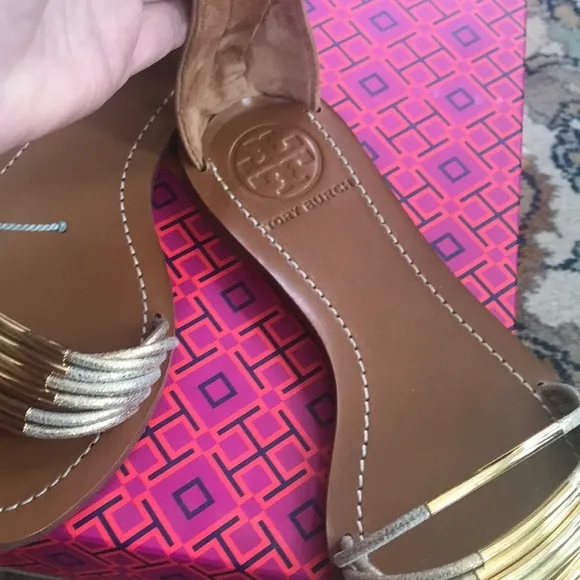 Tory Burch Gold/Royal Tan Sandals