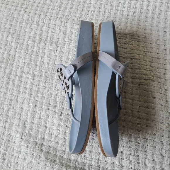 Tory Burch Miller Cloud Leather Sandal Light Blue Gray Women's Size 8
