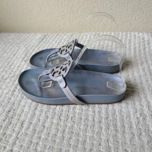Tory Burch Miller Cloud Leather Sandal Light Blue Gray Women's Size 8