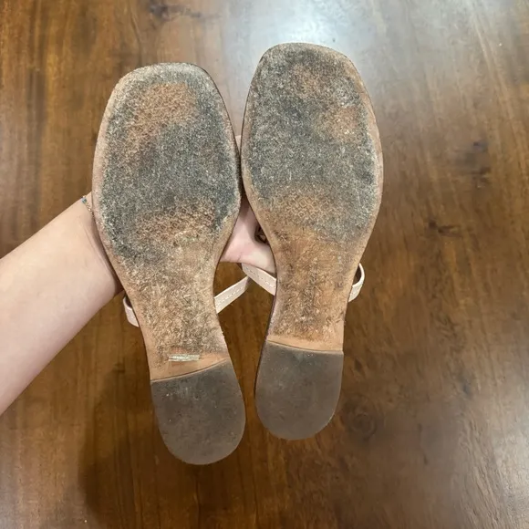 Tory Burch Mini Miller Square Toe Leather Logo Sandals Size 7.5