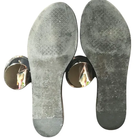 Tory Burch Womens Sandals Size 7.5 Black with Silver Metal