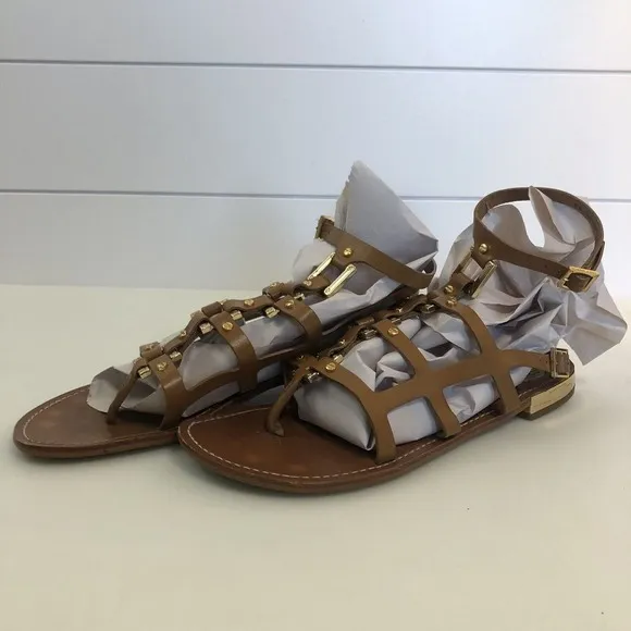 Tory Burch Women's Vaughn Gladiator Studded Thong Sandals W/Ankle Strap Size 9