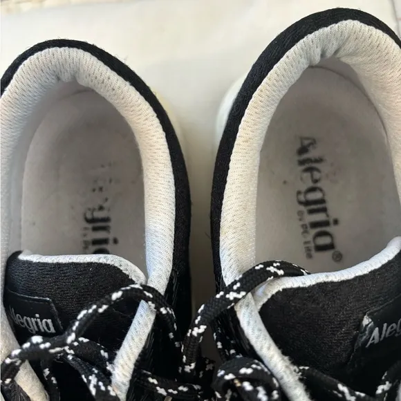 Traq by Alegria Black Sneakers with Breathable Mesh and Unique Lacing