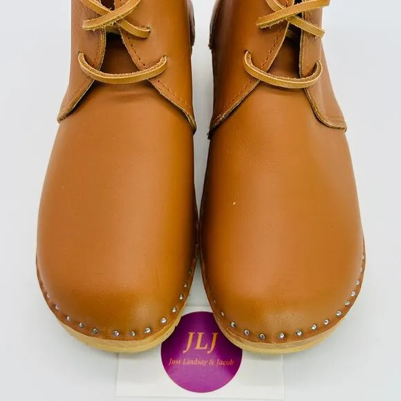 Troentorp Women's Morris Clog Ankle Boots Cognac Leather Size 38 EU/ 8-8.5 US