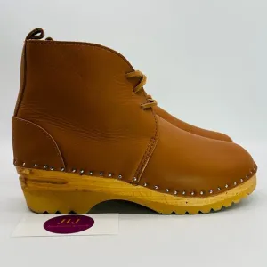 Troentorp Women's Morris Clog Ankle Boots Cognac Leather Size 38 EU/ 8-8.5 US