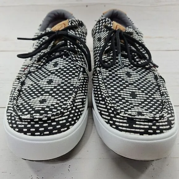 Twisted X‎ Mens Black Kicks Casual Shoes Size 11.5 Aztec Lace Up Slip On MCA0046