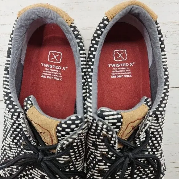 Twisted X‎ Mens Black Kicks Casual Shoes Size 11.5 Aztec Lace Up Slip On MCA0046