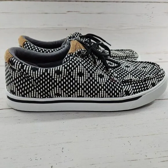 Twisted X‎ Mens Black Kicks Casual Shoes Size 11.5 Aztec Lace Up Slip On MCA0046
