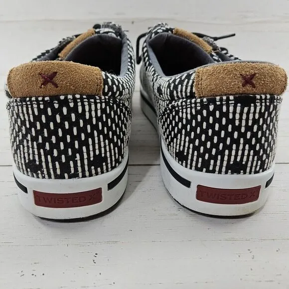 Twisted X‎ Mens Black Kicks Casual Shoes Size 11.5 Aztec Lace Up Slip On MCA0046