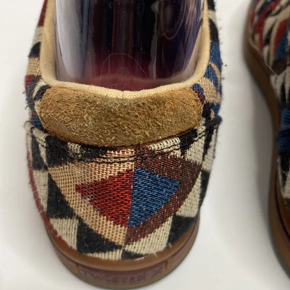 Twisted X Men's Tan &amp; Red Aztec Print Hooey Loper Lace Up Textile Shoes size 8
