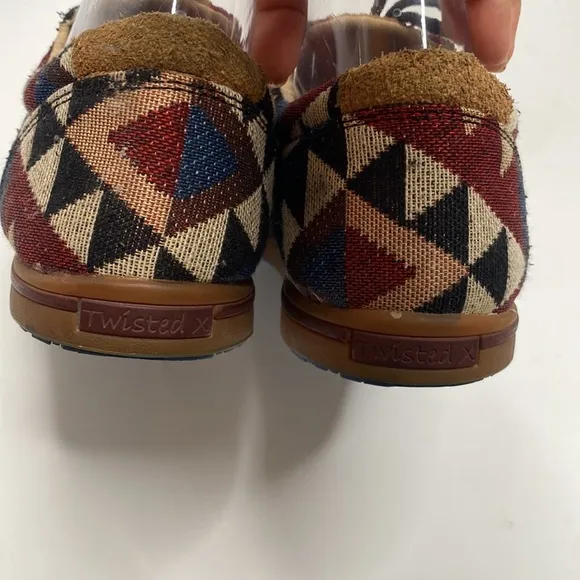Twisted X Men's Tan &amp; Red Aztec Print Hooey Loper Lace Up Textile Shoes size 8