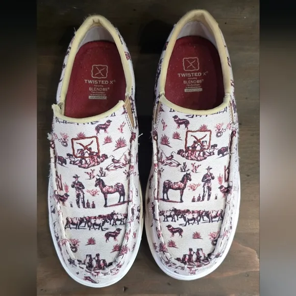 Twisted X Printed Canvas Slip-On Shoes