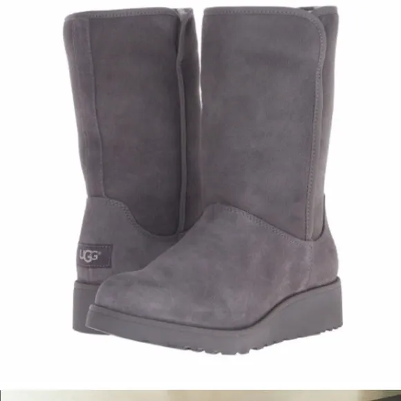 UGG Amie Slim Gray Suede Platform Boots Size 10 EUC