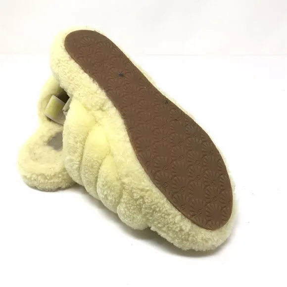 UGG Australia Fluff Yeah Slide Sandals for Women Girls Size 4 Yellow Open Toe