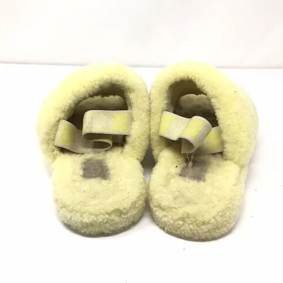 UGG Australia Fluff Yeah Slide Sandals for Women Girls Size 4 Yellow Open Toe