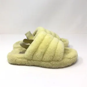 UGG Australia Fluff Yeah Slide Sandals for Women Girls Size 4 Yellow Open Toe