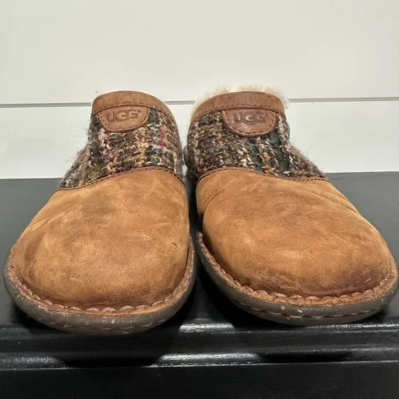 UGG Australia Leather Woven Knit Slip On Slides 8