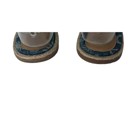 Ugg Australia Womens Amalia Denim Logo Double Band Slide Sandals Size 7