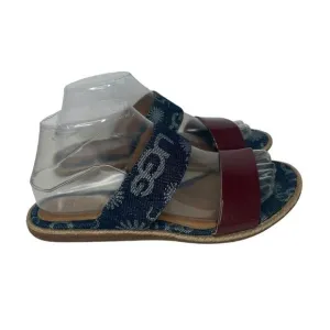 Ugg Australia Womens Amalia Denim Logo Double Band Slide Sandals Size 7
