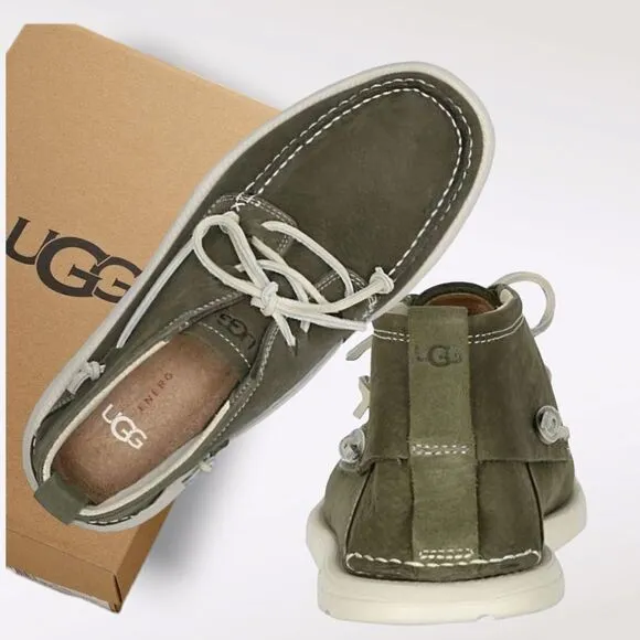 UGG Beach Moc Men's Leather Moccasin Boots in Moss Green Size 12 NEW