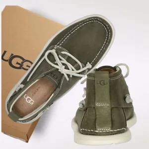 UGG Beach Moc Men's Leather Moccasin Boots in Moss Green Size 12 NEW