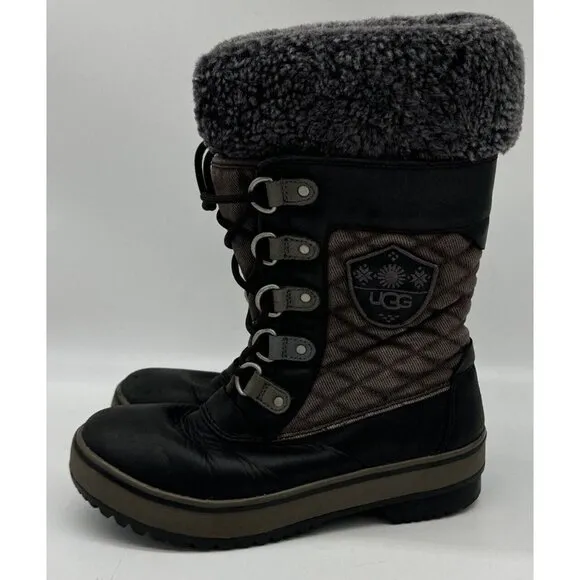 UGG BRYNN BLACK  women 6 (eu 37) 1001371 Wool liner waterproof Lace Up Boots