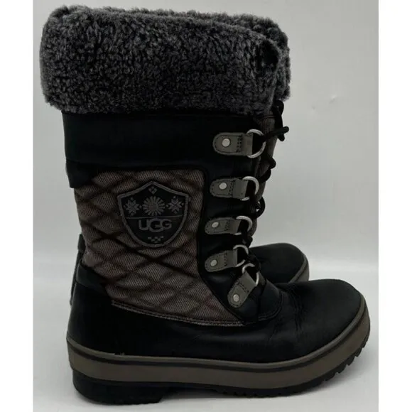 UGG BRYNN BLACK  women 6 (eu 37) 1001371 Wool liner waterproof Lace Up Boots