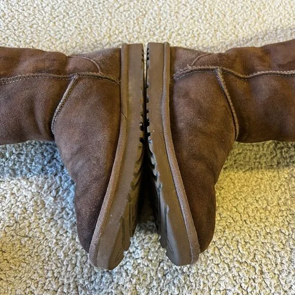 UGG Classic Tall Suede Boots Womens 7 Brown Chestnut Sherpa Lined SN 1016224