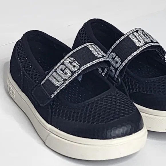 UGG Kids Toddle Black Rennon Skimmer Glitter Shoes Size