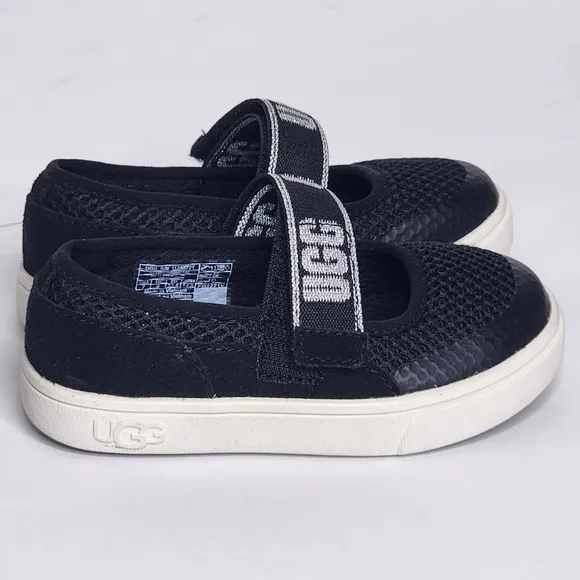 UGG Kids Toddle Black Rennon Skimmer Glitter Shoes Size