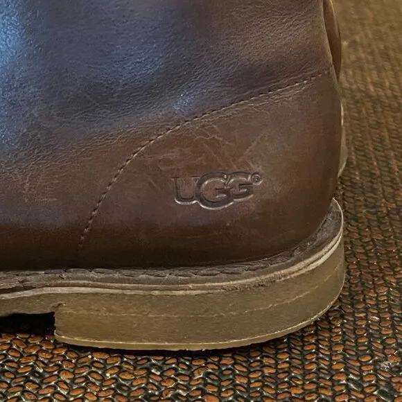 UGG Leather and Suede Chukka Boots Grizzly Brown Style 1014413